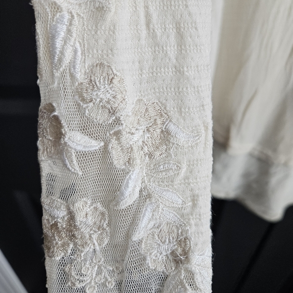Free People Womens Saheli Mesh Embroidery Blouse Sz Small Coquette Romantic - Picture 5 of 10